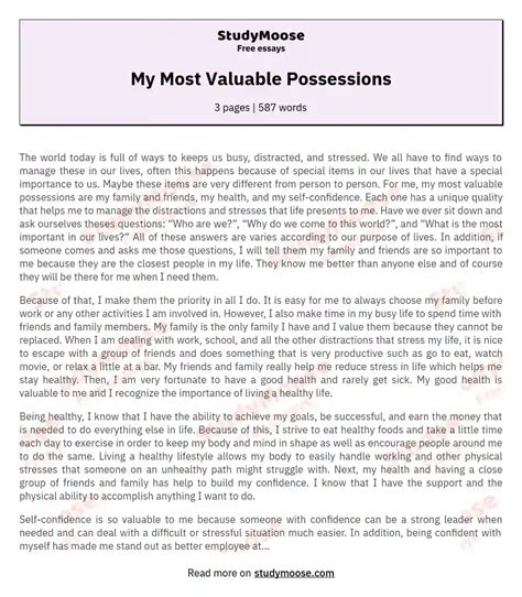 most valuable possession examples.